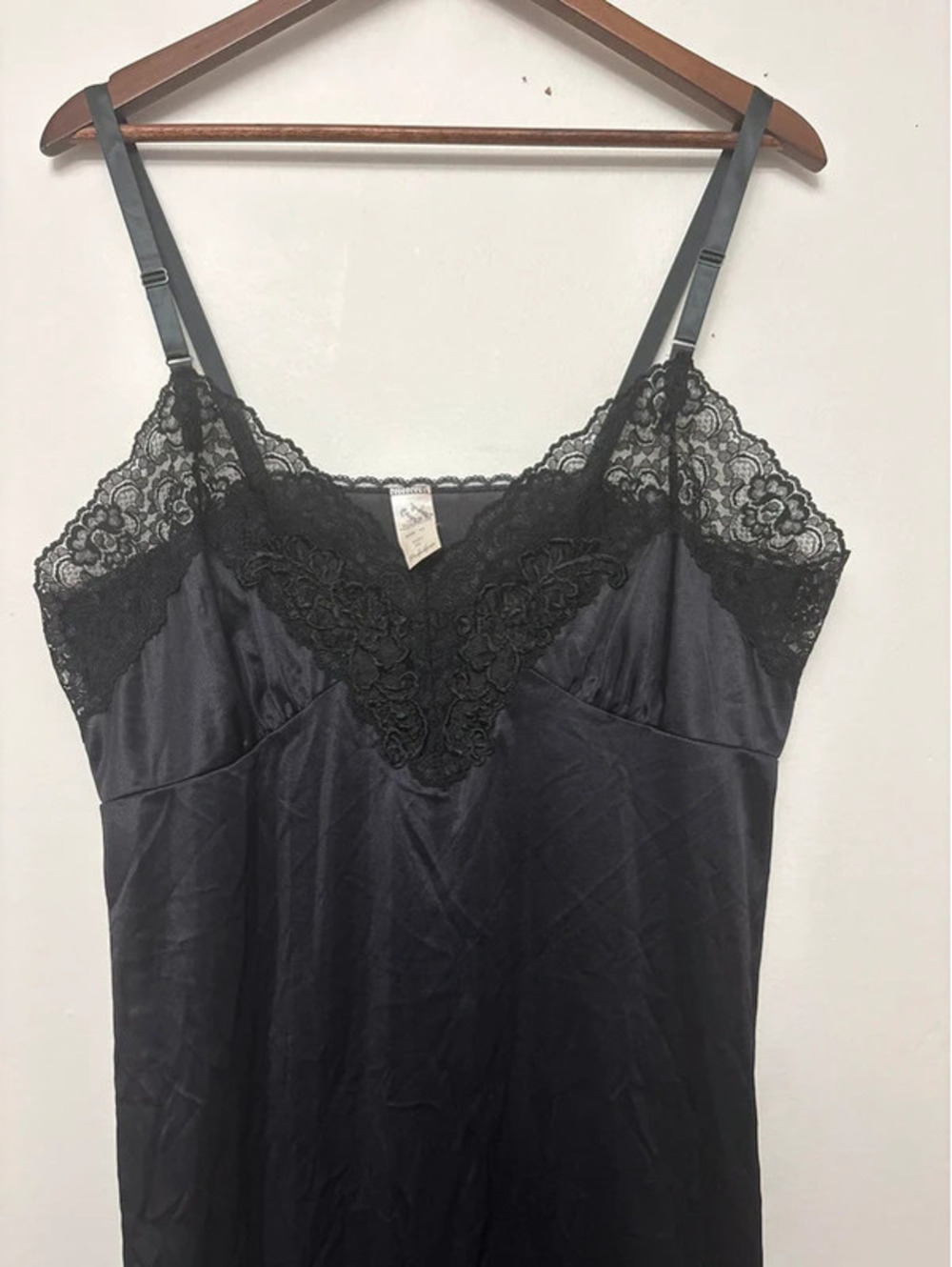 Vintage Perfectform Size 42 Black Lace Full Slip Nightgown Made in USA